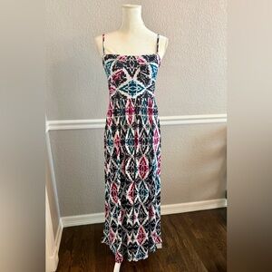 Ann Taylor Spaghetti Strap Bohemian Maxi Dress Size 6P Beachy Multicolor NWT